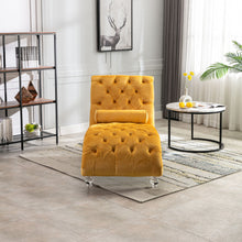 Load image into Gallery viewer, Velvet Chaise Lounge Indoor, Button Tufted Upholstered Chaise Lounge Chair With Pillow
