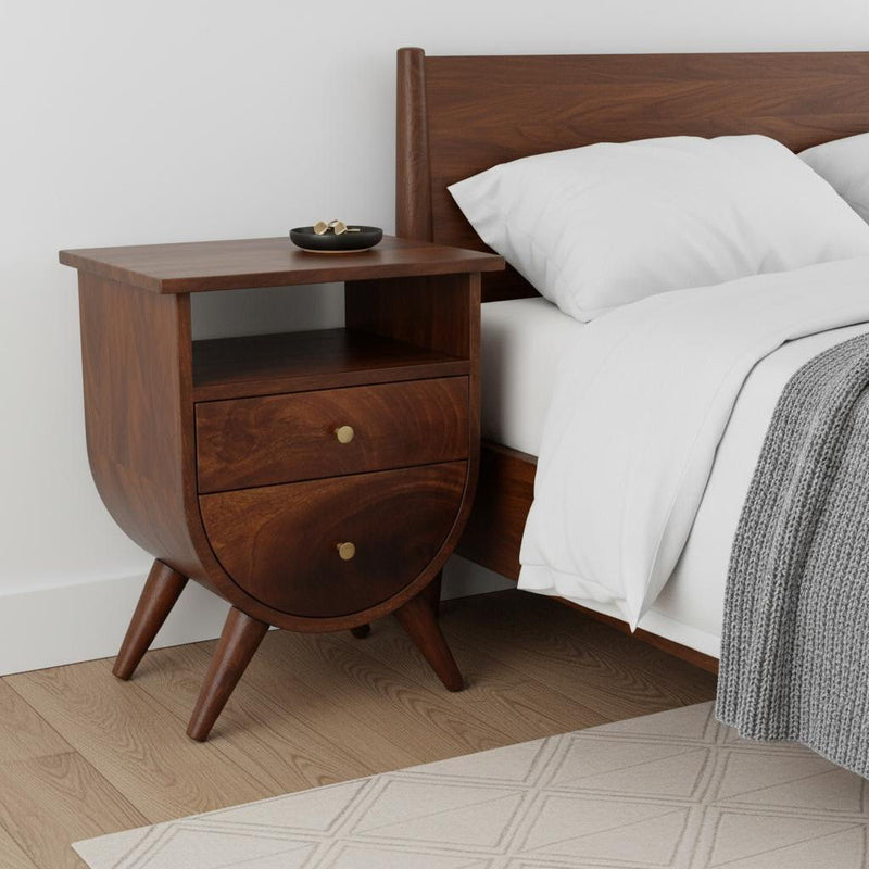 21" Solid Wood Two Drawer Nightstand - Chestnut
