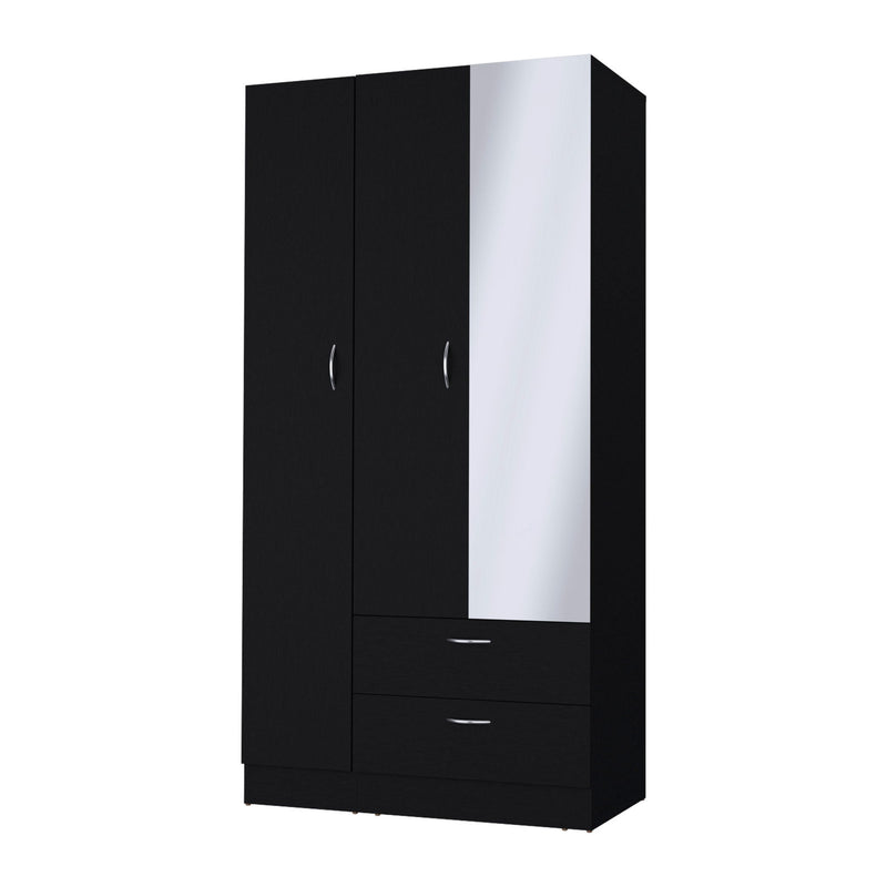 71" Mirro Two Door Two Drawer Combo Dresser - Black