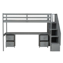 Load image into Gallery viewer, Loft Bed Frame With Built In Desk And Double Storage Drawers
