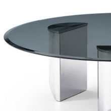 Load image into Gallery viewer, Glass Stainless Steel Round Coffee Table - Black / Silver
