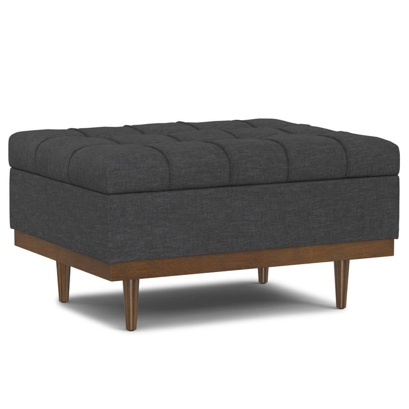 34" Upholstery Storage Ottoman - Walnut / Slate Gray