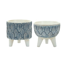 Load image into Gallery viewer, Poly Geometric Pot Planters (Set of 2) - Blue / White

