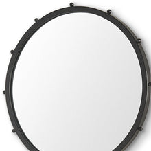 Load image into Gallery viewer, 25" Metal Beaded Round Framed Accent Mirror - Black
