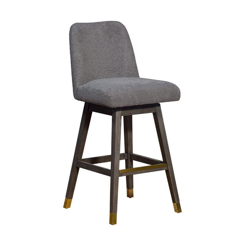 Upholstered And Solid Wood Swivel Bar Height Bar Chair - Gray