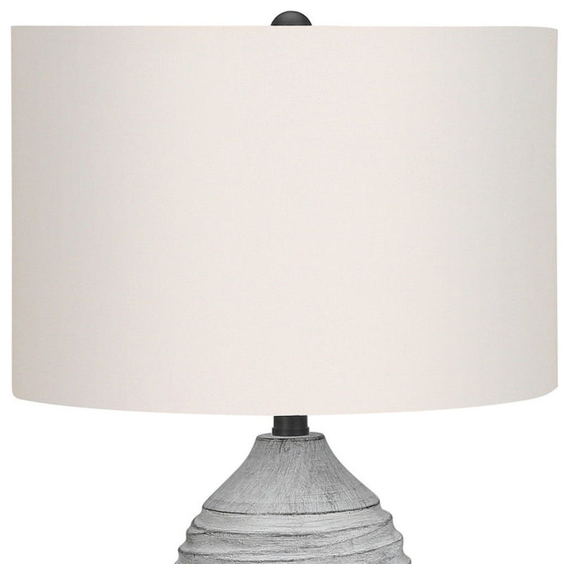 Cylinder Table Lamp With Ivory Drum Shade - Gray