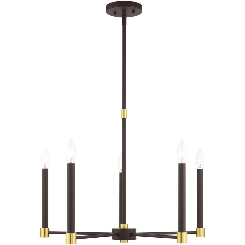 20'' Five-Light Dimmable Chandelier With Shades - Bronze