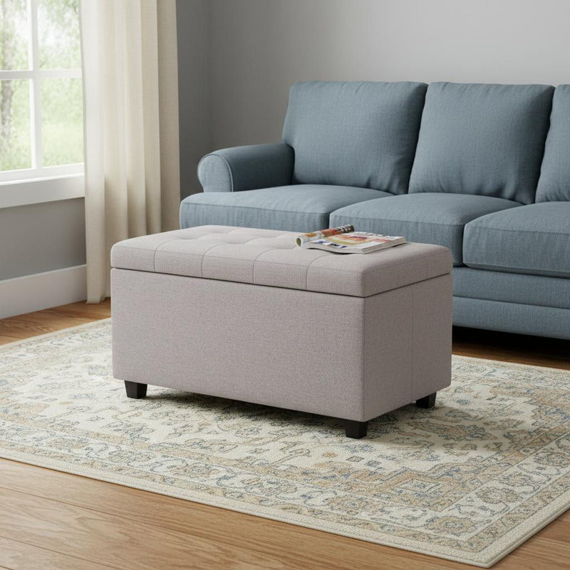 34" Upholstery Storage Ottoman - Dark Brown / Cloud