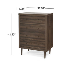 Load image into Gallery viewer, Farhart - Mid Century Modern 4 Drawer Dresser - Walnut
