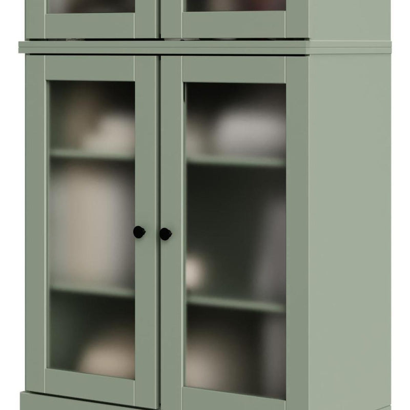 Solid Wood Adjustable Six Tier Library Bookcase With Four Doors (751359) - Sage