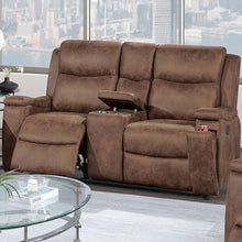 Load image into Gallery viewer, 1 Piece Manual Motion Loveseat Hidden Cup Holder Console With Plush Back Cushion For Living Room - Walnut
