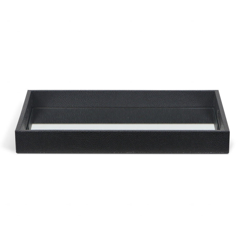 Shagreen Tray With Beveled Mirror - Black