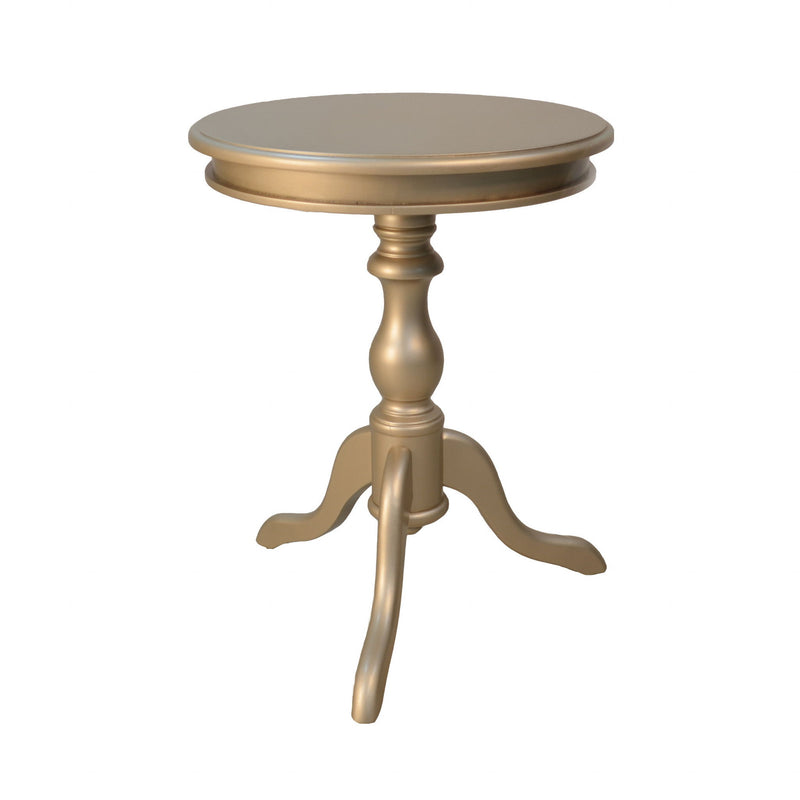 Wood Round End Table - Champagne