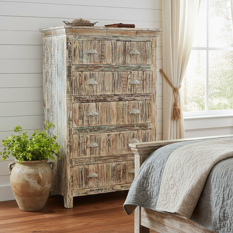 Solid Wood Six Drawer Chest - White