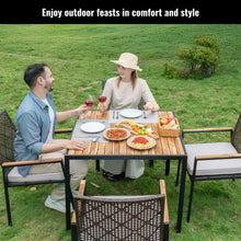 Load image into Gallery viewer, 5 Piece Patio Dining Table Set, Acacia Wood Table Top With Umbrella Hole
