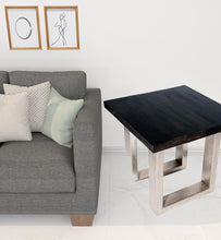 Load image into Gallery viewer, Solid Wood And Iron Square End Table - Silver And Antique Brown
