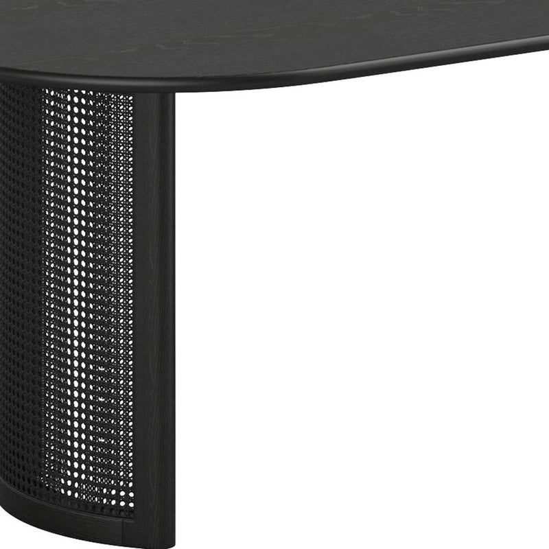 79'' Solid Wood Double Pedestal Base Oval Dining Table - Black