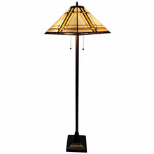 Load image into Gallery viewer, Two Lights Traditional Shaped Floor Lamp With Brown And White Stained Glass Cone Shade - Brown
