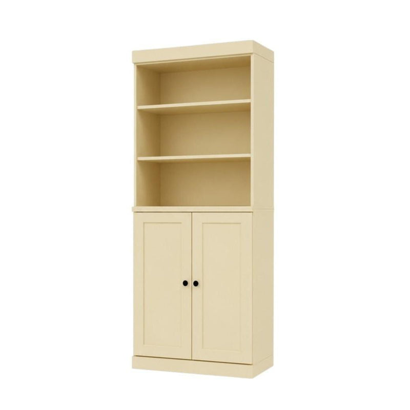 Solid Wood Adjustable Six Tier Library Bookcase With Two Doors (745623) - Yellow