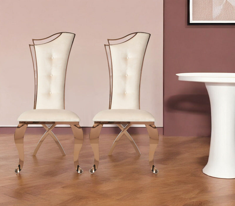Tufted Velvet Dining Side Chairs (Set of 2) - Beige