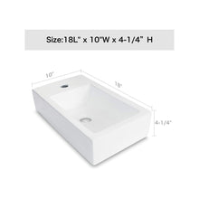 Load image into Gallery viewer, Modern Ceramic Rectangle Wall Mount Bathroom Sink With Single Faucet Hole
