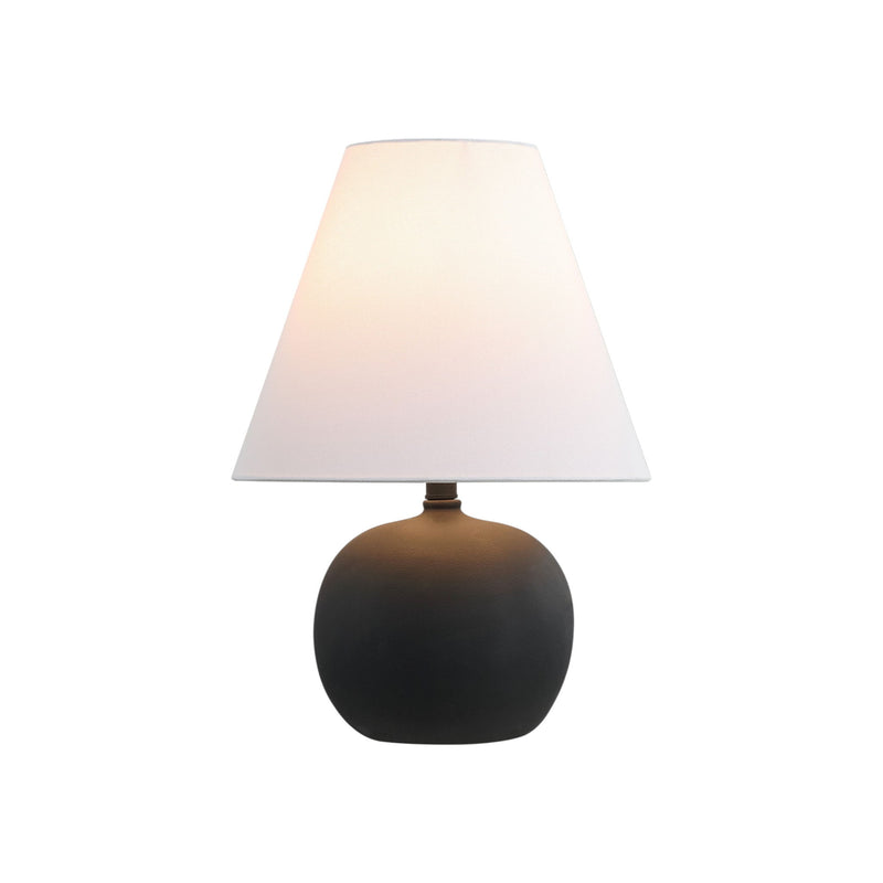 Round Bedside Lamps With Cone Shades (Set of 2) - Black / White