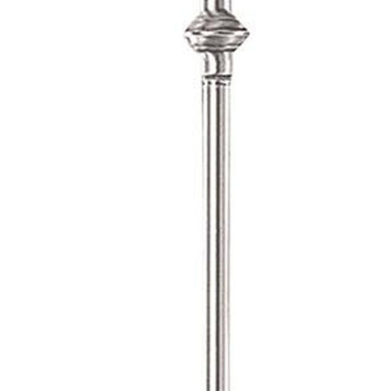 Swing Arm Floor Lamp With Beige Fabric Empire Shade - Nickel