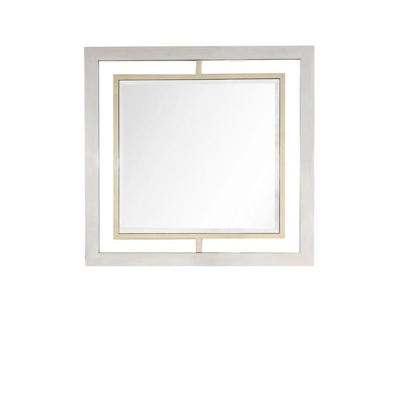 32" Square Steel Framed Accent Mirror - Gold