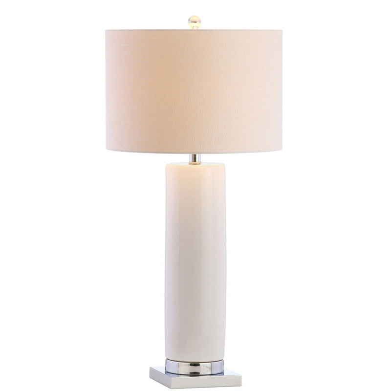 Novelty Table Lamp LED With Drum Shade - White