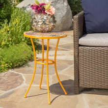 Load image into Gallery viewer, Outdoor Side Table With Tile Mosaic Table Top - Yellow
