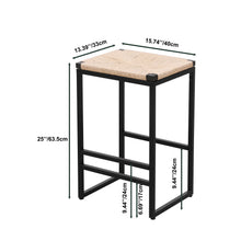 Load image into Gallery viewer, Boho Style Backless Bar Stools (Set of 2) With Paper Rope Woven Seat &amp; Metal Frame For Kitchen Counter
