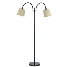Load image into Gallery viewer, Two Light Traditional Shaped Floor Lamp With Tan Square Shade - Bronze
