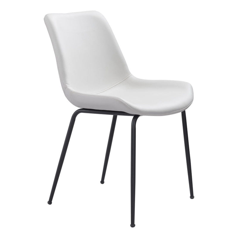 Faux Leather Upholstered Dining Side Chairs (Set of 2) - White
