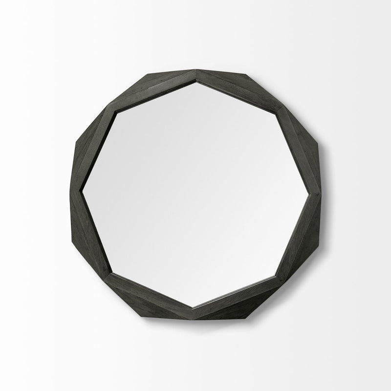 32" Octagon Frame Wall Mirror - Black