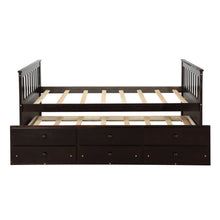 Load image into Gallery viewer, TOPMAX Captain&#39;s Bed Twin Daybed with Trundle Bed and Storage Drawers, Espresso
