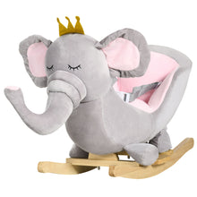 Load image into Gallery viewer, Qaba - Baby Rocking Horse Elephant Rocking Chair Toddler Rocker Toy With Sound Wooden Base Seat Safety Belt For 1.5-3 Year Old - Gray
