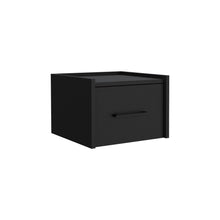 Load image into Gallery viewer, 10" One Drawer Faux Wood Floating Nightstand - Black
