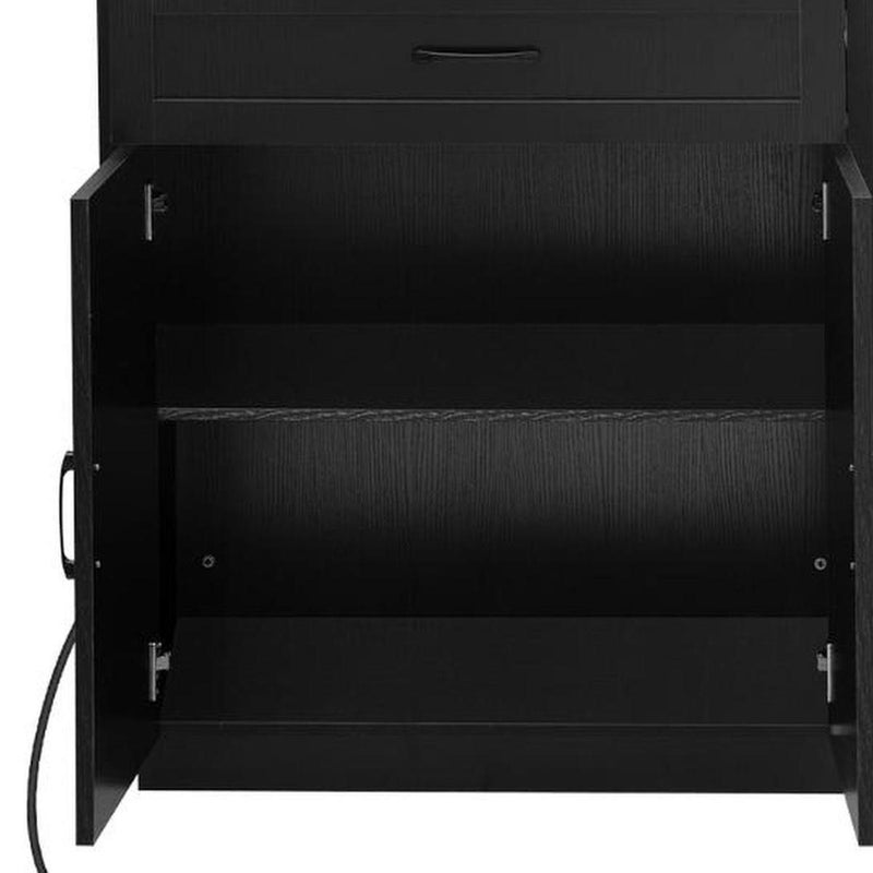 Brown And Wood Flat Door Kitchen Cart - Black