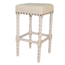 Load image into Gallery viewer, Faux Leather And Solid Wood Backless Bar Height Chair With Footrest 30" - Cream
