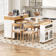 Load image into Gallery viewer, Extendable Dining Table With Folding Top, Rolling Kitchen Island With Drawers And Power Outlet
