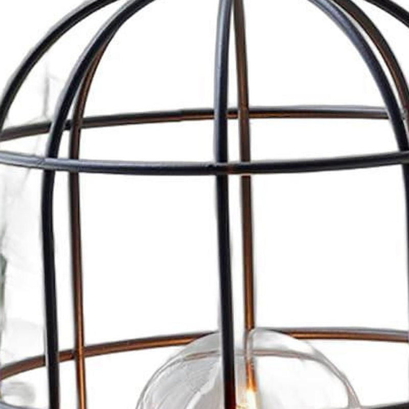 10" Battery Operated Lamps With Cage Cylinder Shades (Set of 2) - Black