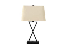 Load image into Gallery viewer, Metal Geometric USB Table Lamp With Beige Shade - Black

