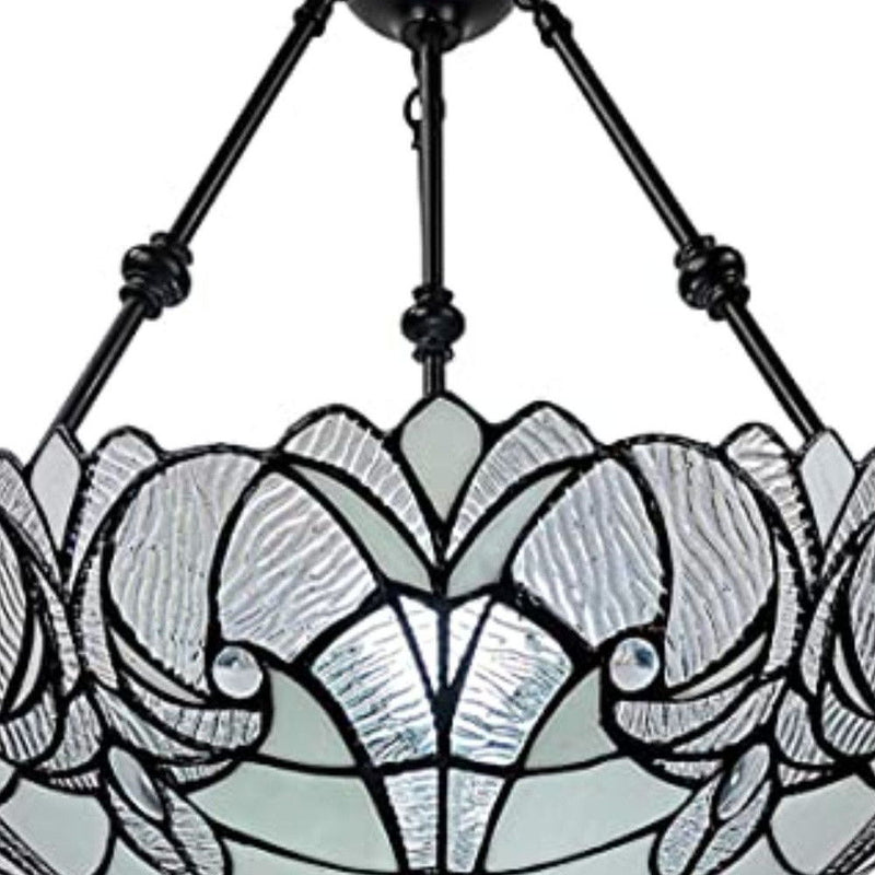25'' Unique Statement Two Light Glass Dimmable Chandelier With Shades - Black / White