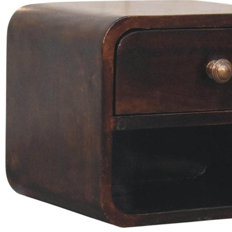 Solid Wood One Drawer Floating Nightstand - Walnut