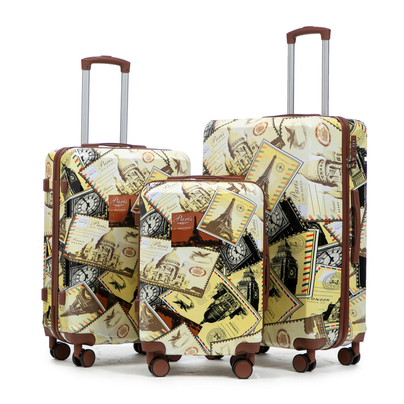 3 Piece Spinner Luggage Set 20" / 24" / 28" With Combination Lock And Silent Wheels - Black / Vintage