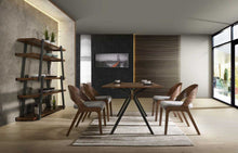 Load image into Gallery viewer, Wood Trestle Base Dining Table - Brown / Black
