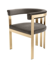 Load image into Gallery viewer, Velvet And Gold Arm Chair - Gray
