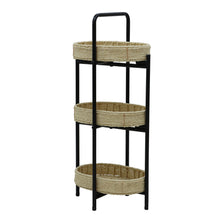 Load image into Gallery viewer, Modern 3 Tier Handwoven Side Table With Oval Organizer
