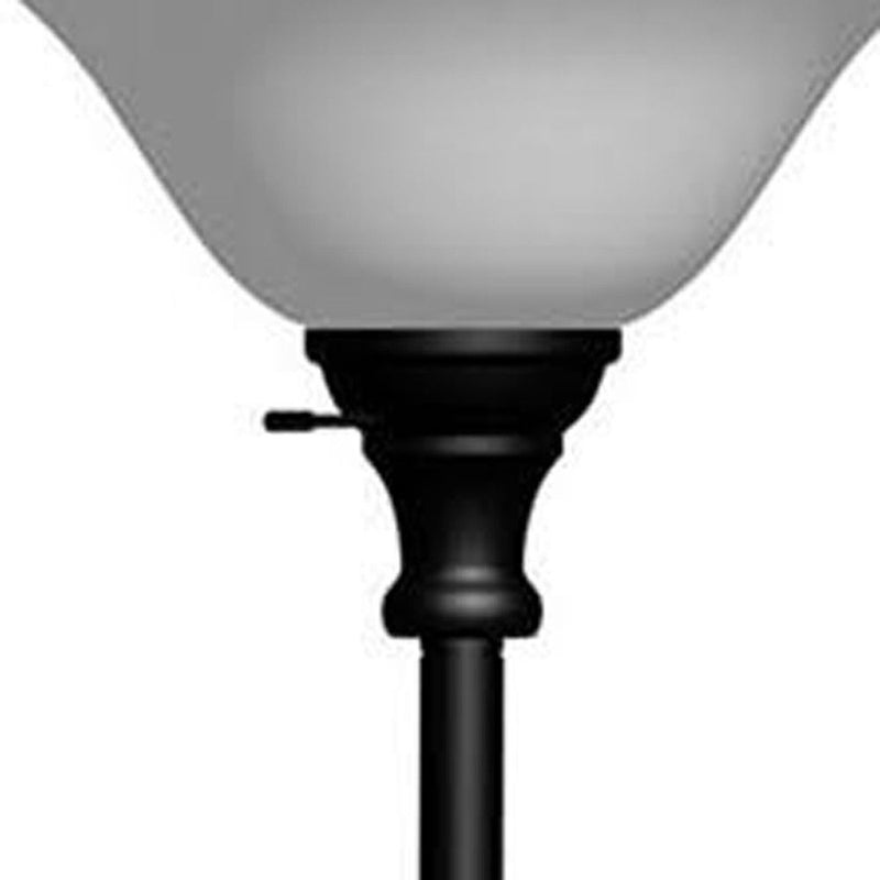 Torchiere Floor Lamp With Black Glass Dome Shade - Black