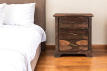 Load image into Gallery viewer, Three Drawer Solid Wood Nightstand - Dark Brown

